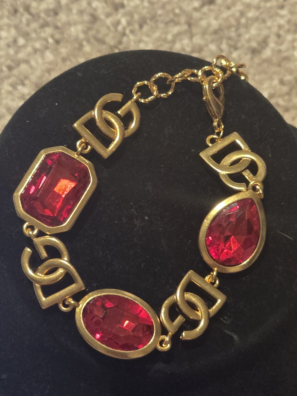 D&G Gold-Tone Bracelet with Red Gemstone Links
